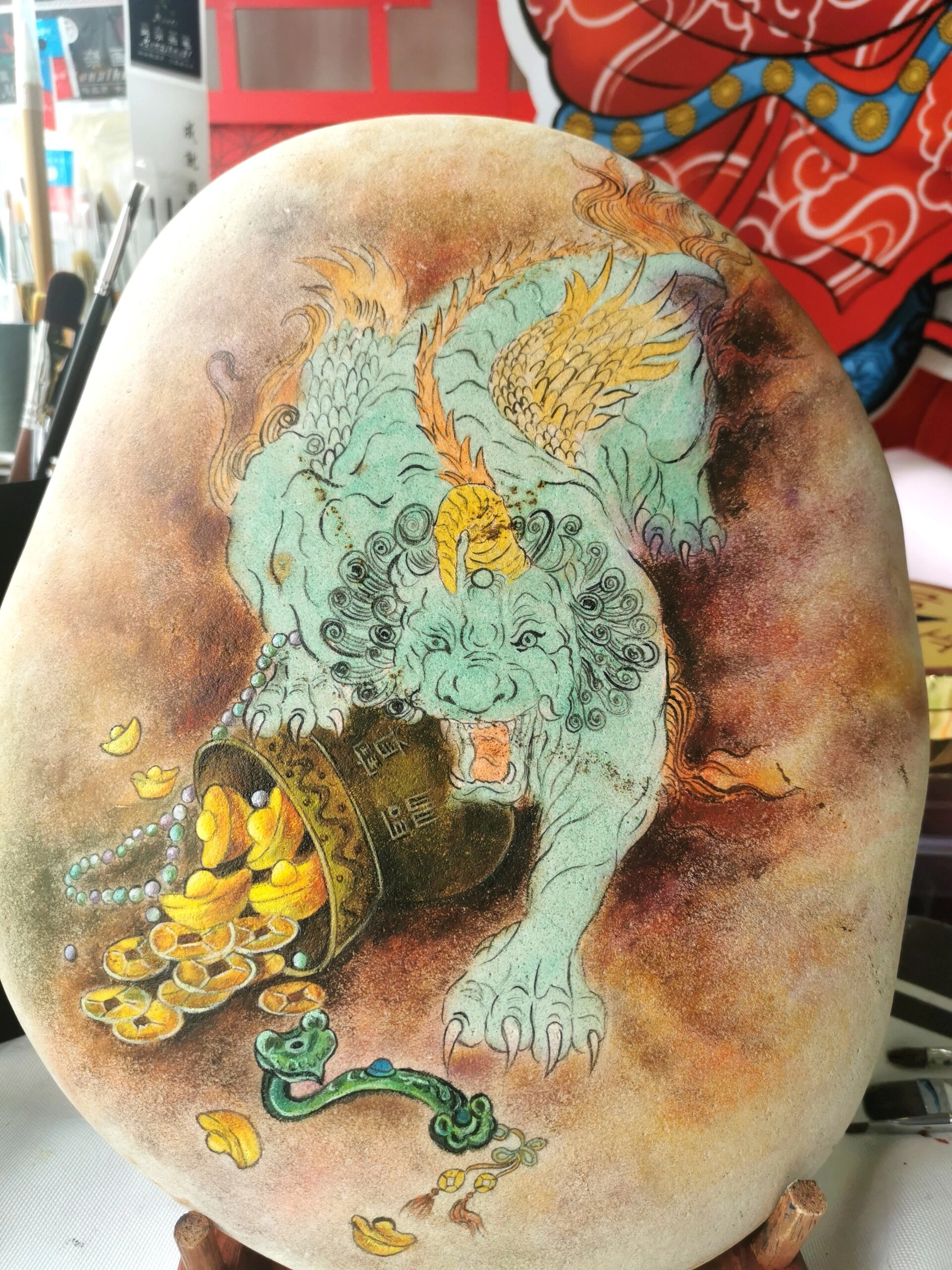 貔貅护财 第一次画貔貅用了一个月,这次几天就画好了.