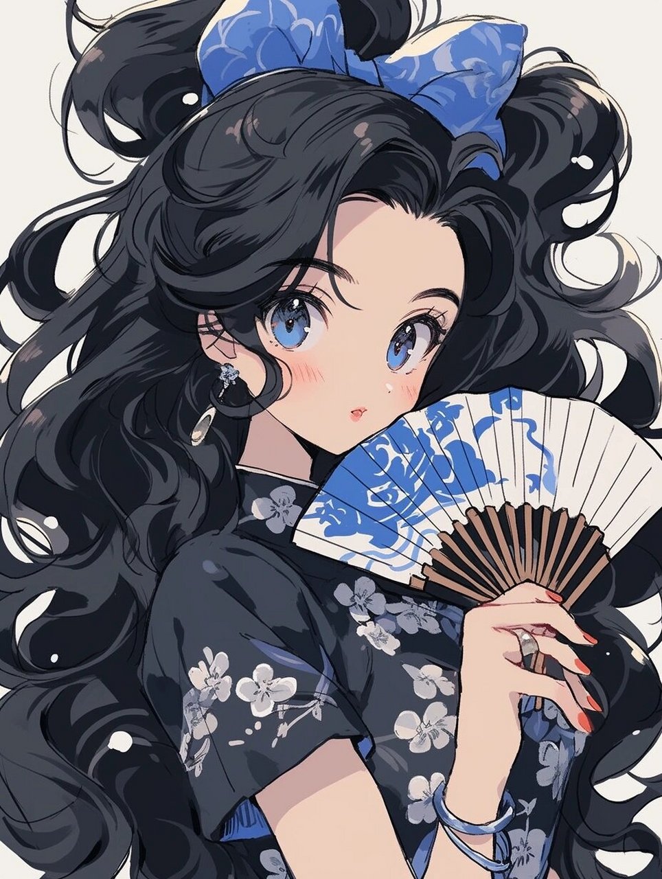 midjourney国风旗袍漫画精美头像 咒语:a girl with long black hair