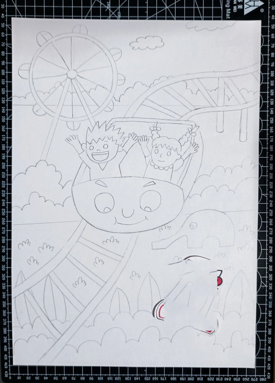 在游乐场玩的多开心呀!萌萌老师每天陪你画画哦!