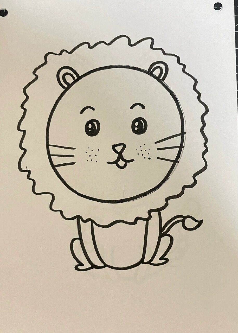 圆形儿童画(所有单个步骤图) 小猫咪 小狮子  螃蟹 乌龟 向日葵 适合3