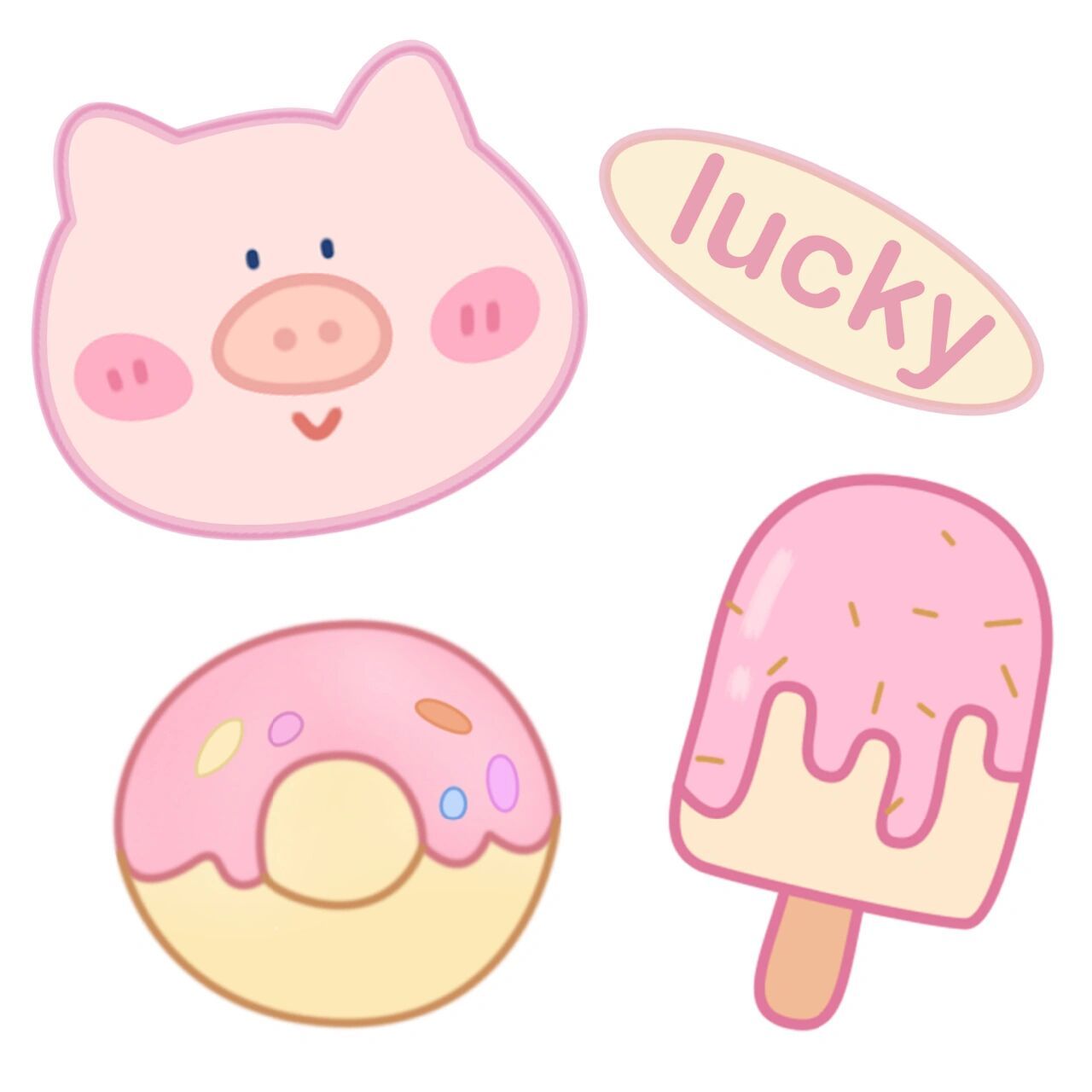 粉色系可爱简笔画图案来啦 这是一个小小系列,东凑西凑画出来的,还是