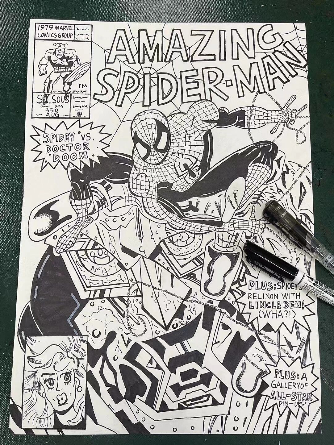 spider man复古漫画9990「手绘蜘蛛侠漫画」 黑白画 漫威系列绘画