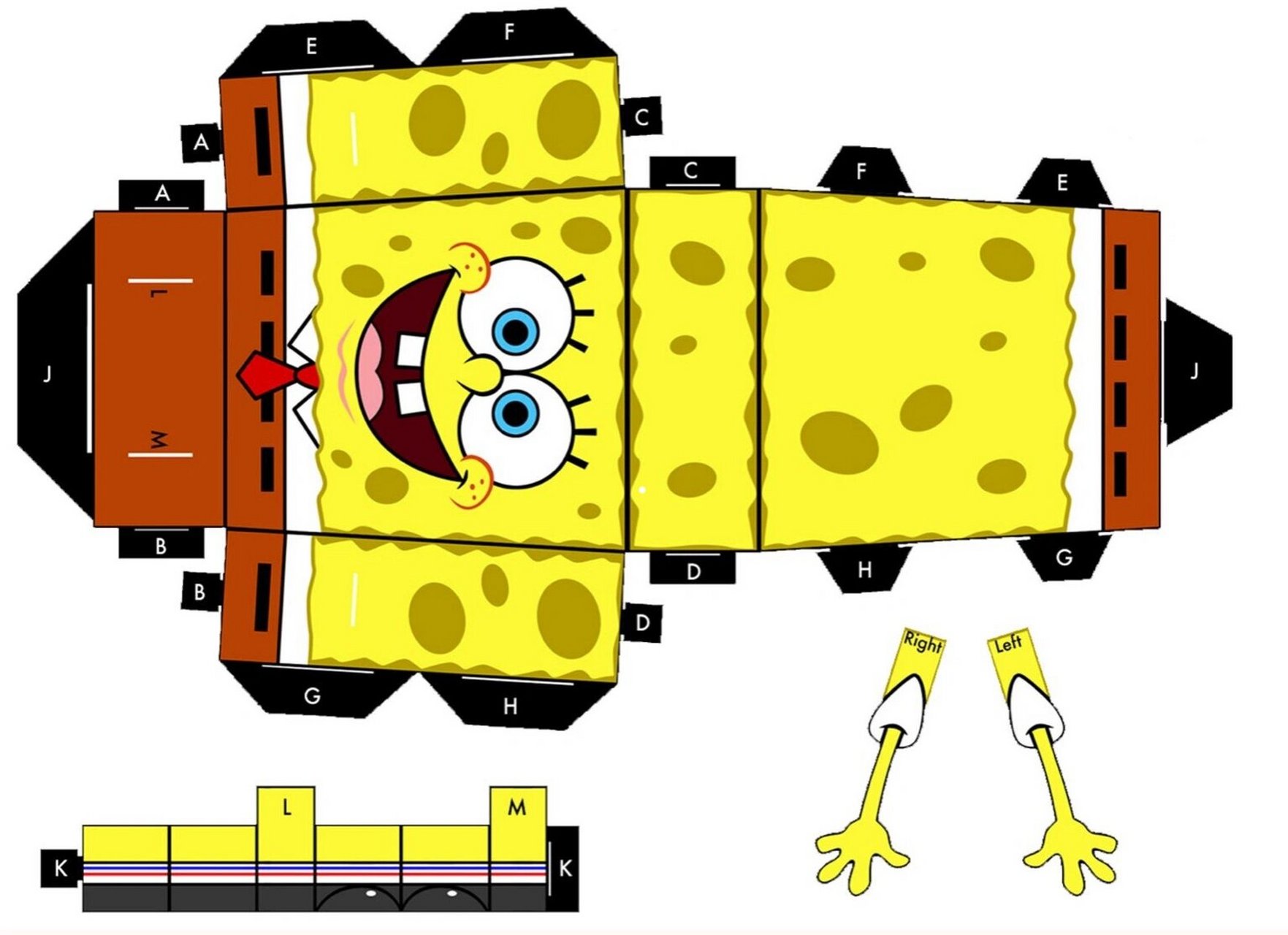 海绵宝宝|立体手工图纸 海绵宝宝 立体手工图纸 纯分享,好评分享更多