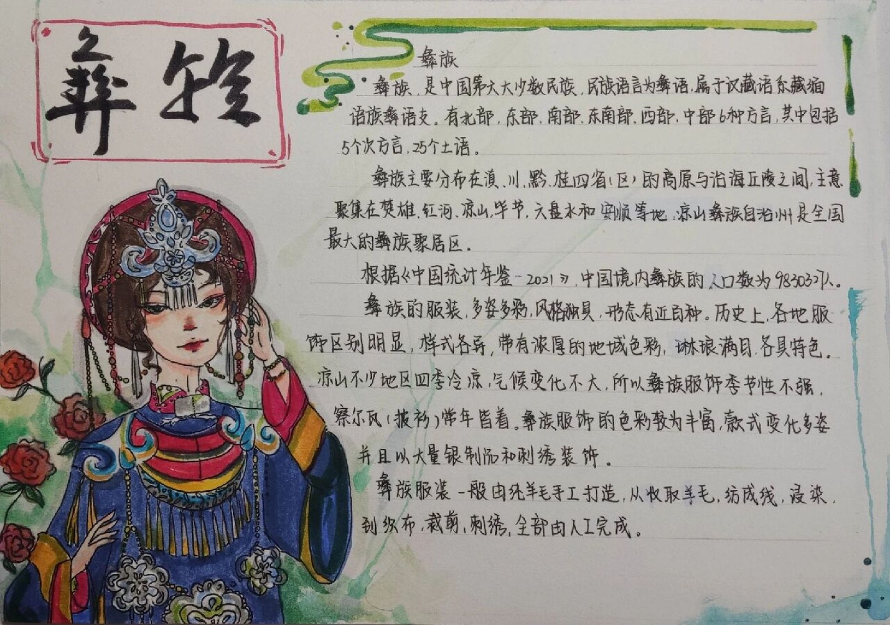 少数民族手抄报—彝族 彝族,是中国第六大少数民族,民族语言为彝语