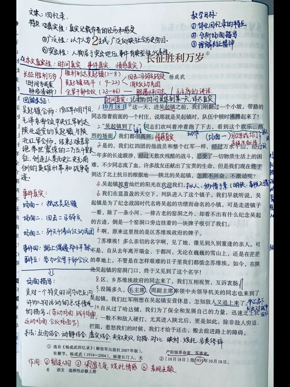 高二选择性必修上《长征胜利万岁》课本笔记 《长征胜利万岁》新鲜