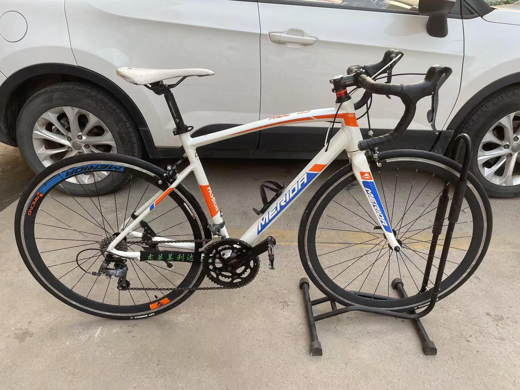 美利达ride903弯把公路车,禧玛诺前二后八速变速,铝合金50cm车架,700