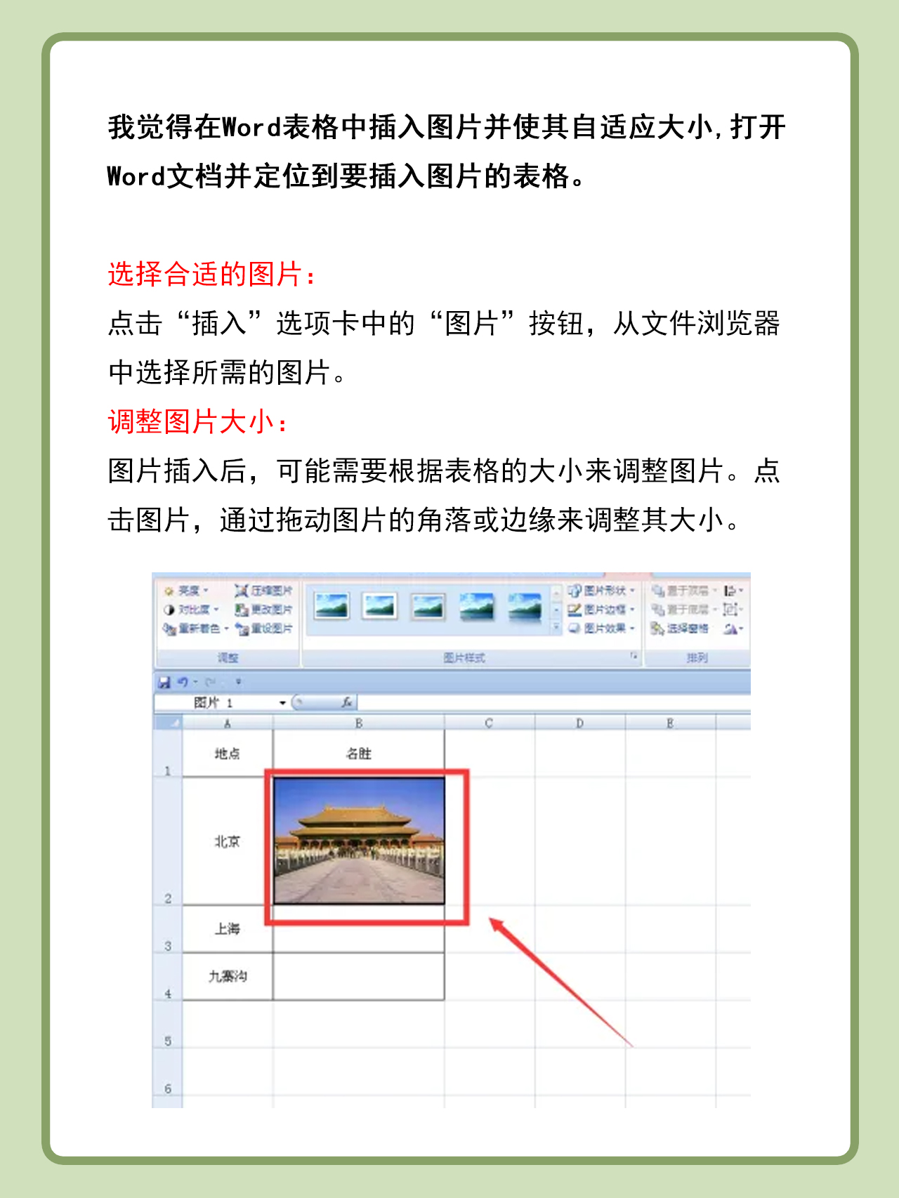 word表格里插图片怎么自适应大小