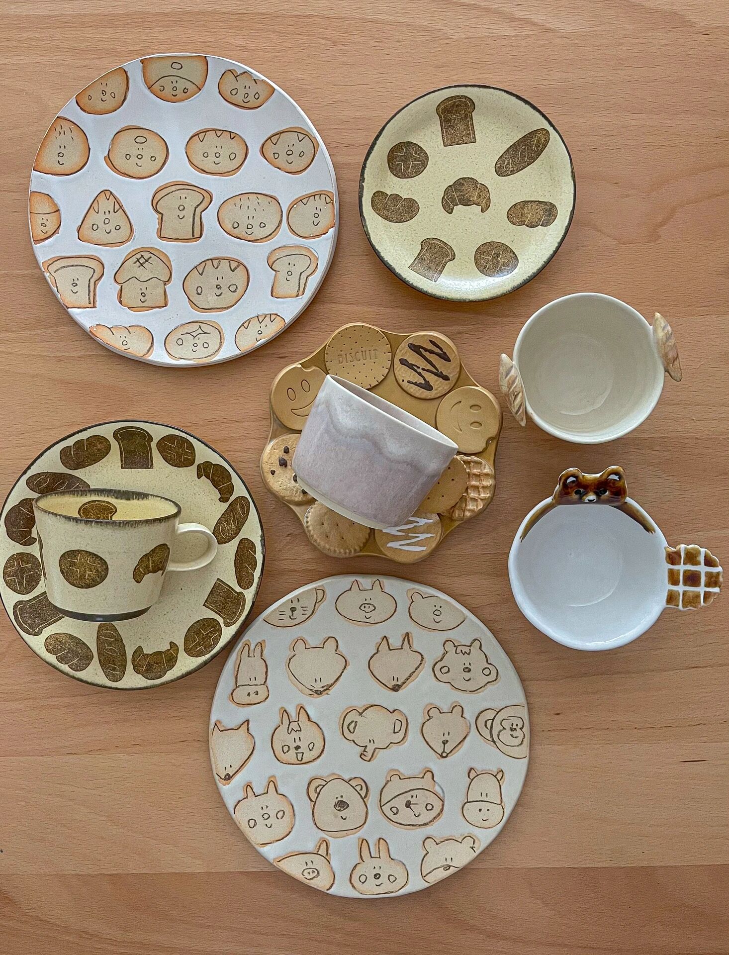 饼干面包元素的餐具合集