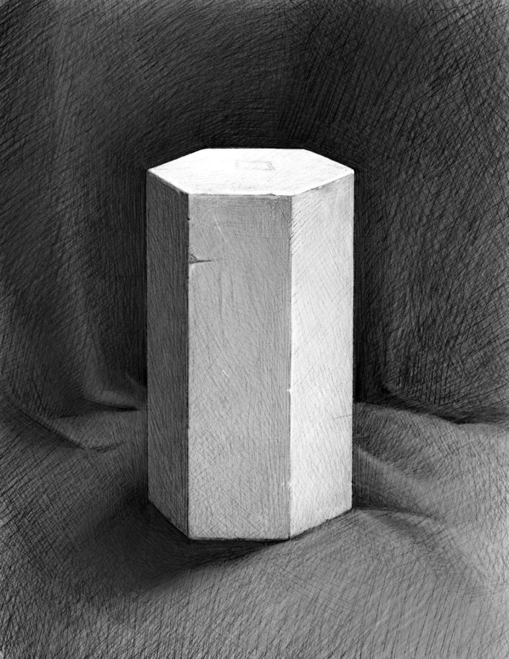 素描基础入门—六棱柱 素描基础入门—六棱柱