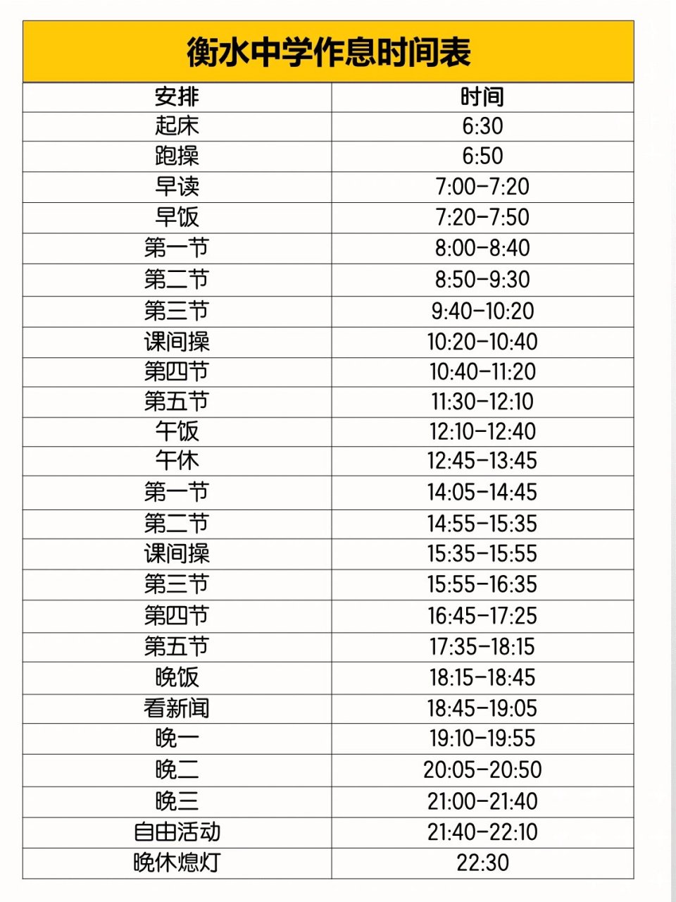 高中学霸作息时间表图片