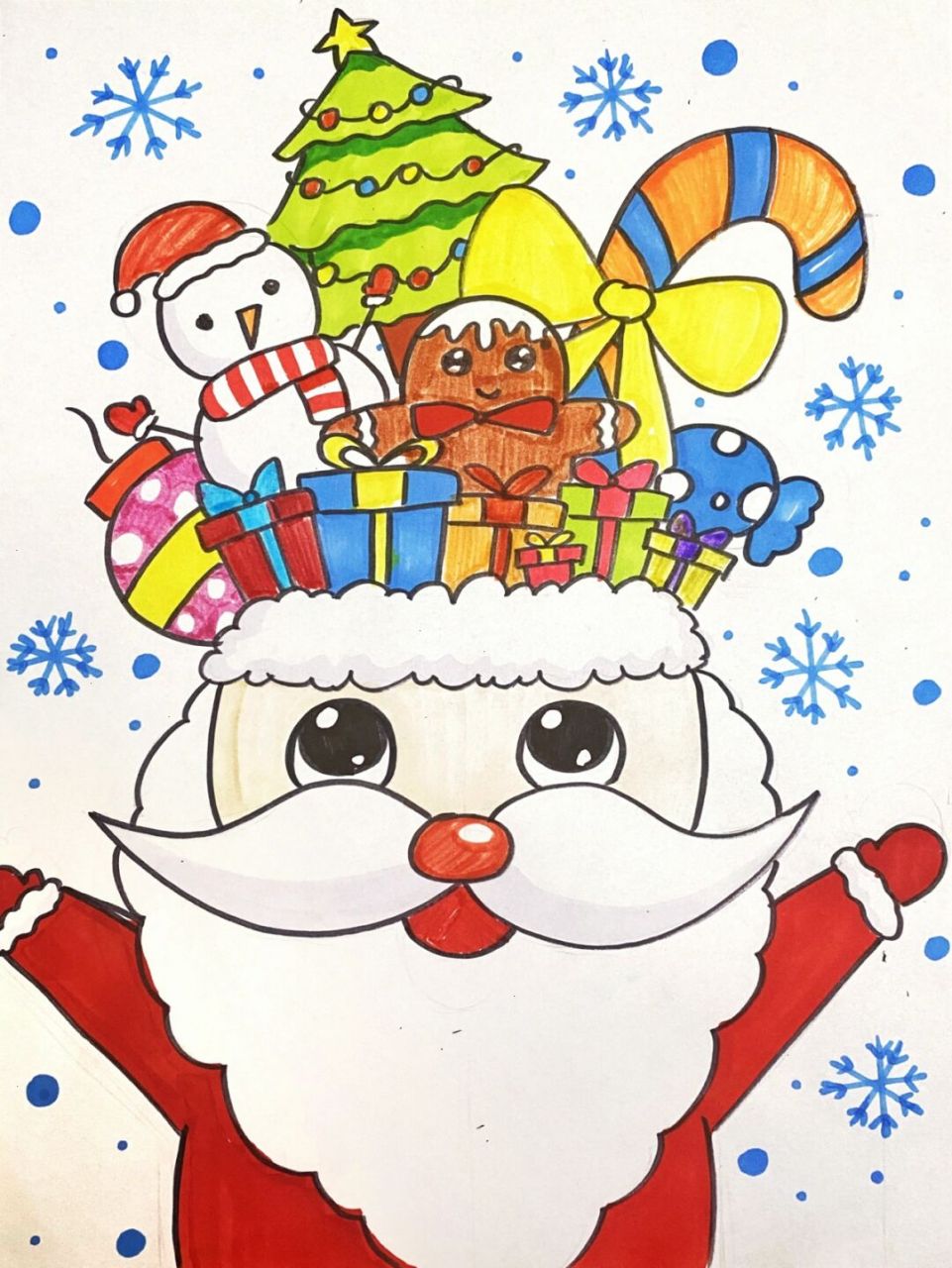 卡通画# #马克笔# #儿童画# #圣诞老人# #圣诞节# #圣诞主题画