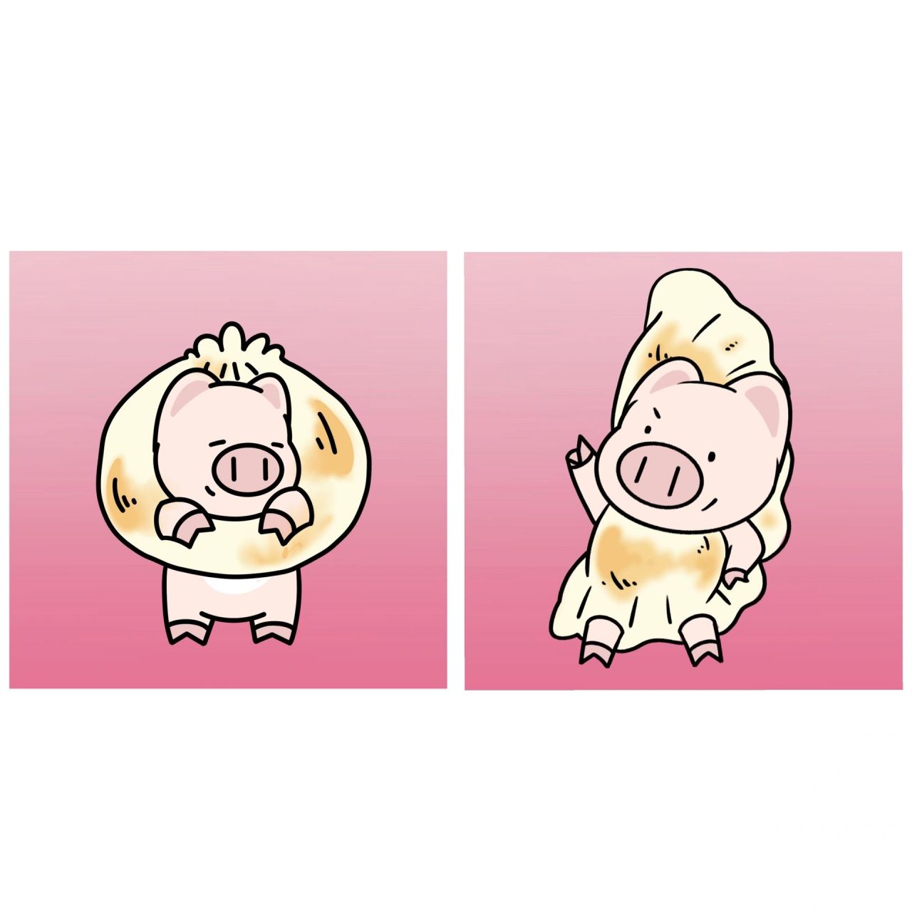 情侣头像|猪猪包 猪猪饺09 画了饺子同款包子 猪肉馅的那种