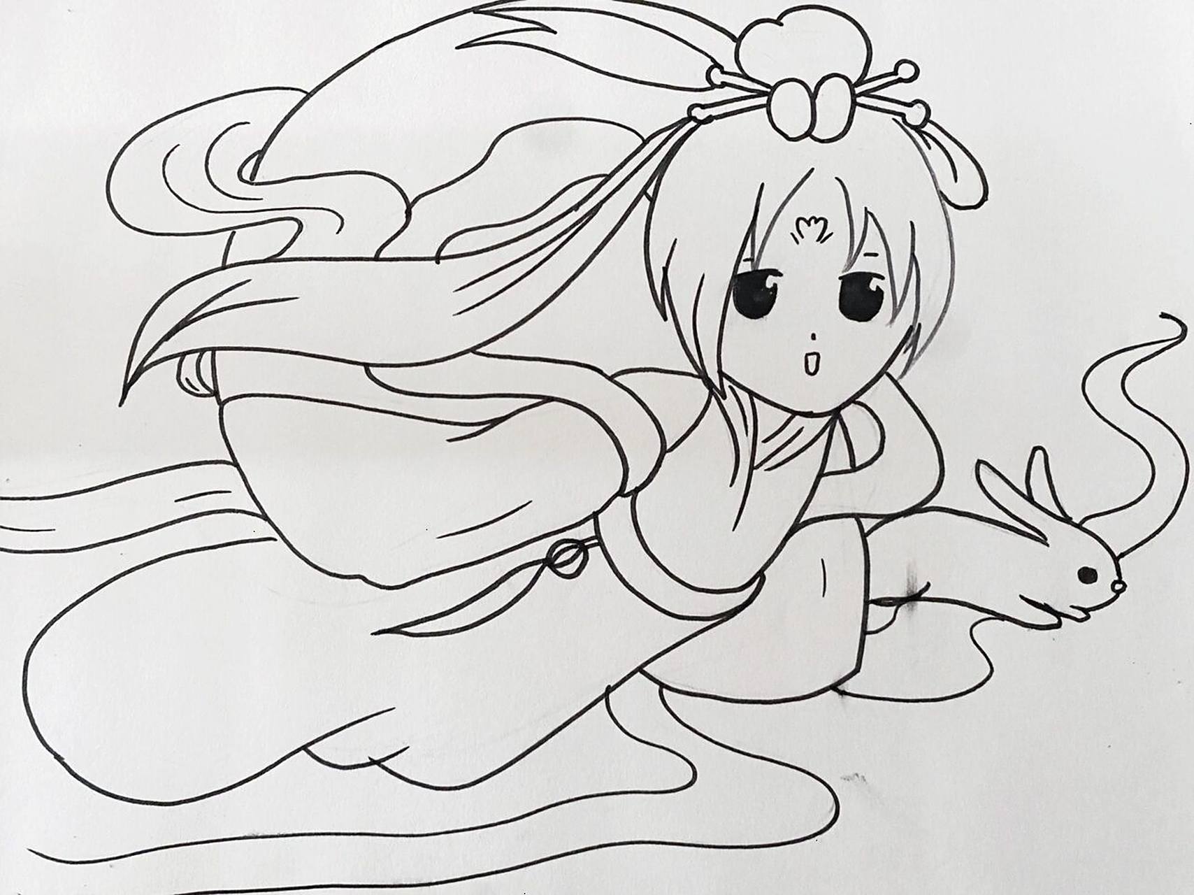 油画棒和水粉结合制作～ 适合7岁以上的小朋友[爱你] #儿童画# #嫦娥