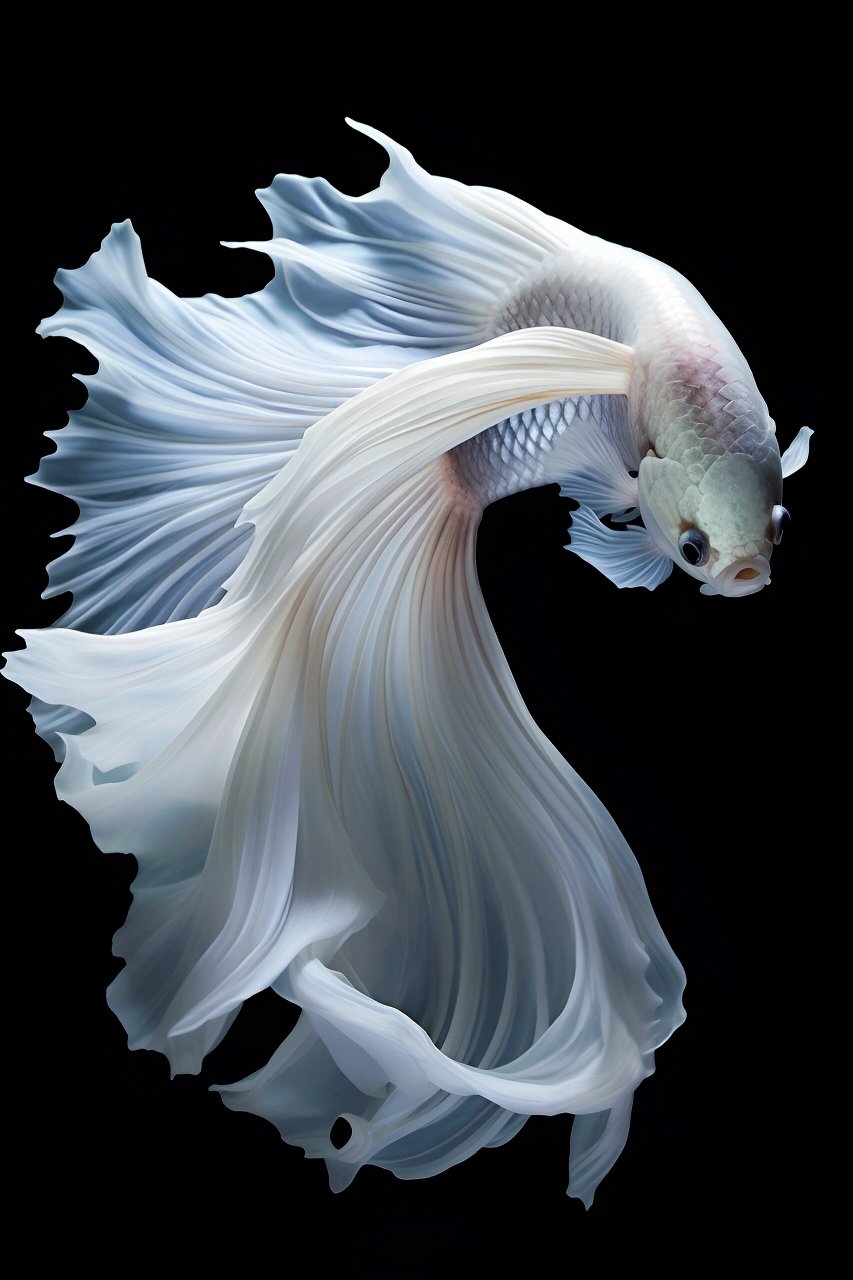 绘画素材:白色斗鱼