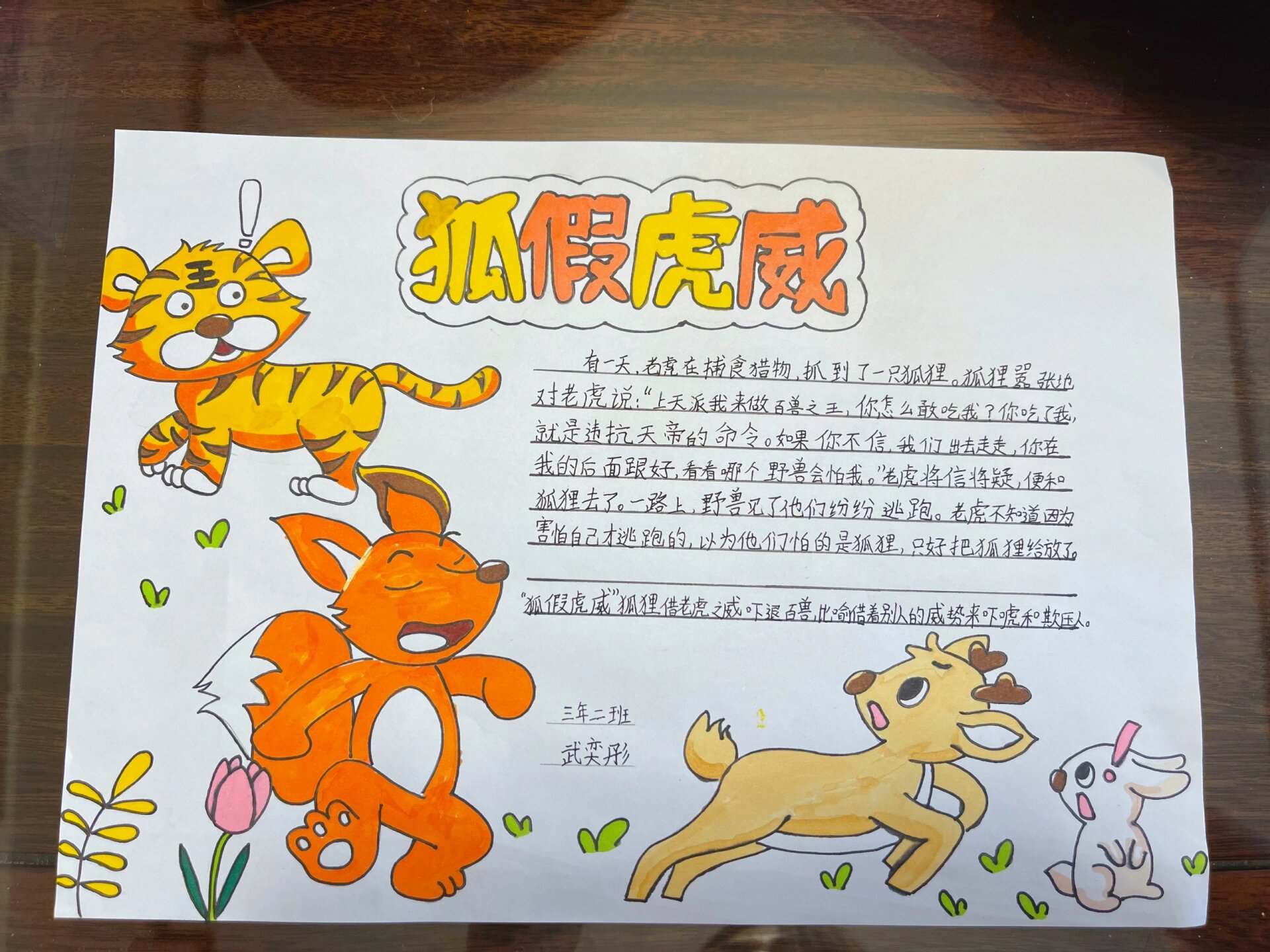 狐假虎威手抄报