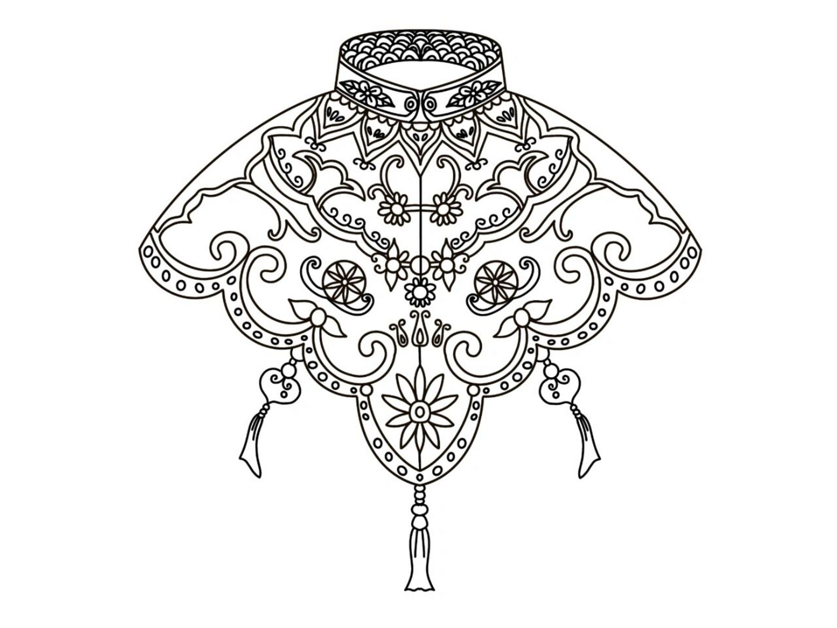 30】《云肩》中国传统服饰素材 分享简笔画素材:《云肩》中国传统服饰