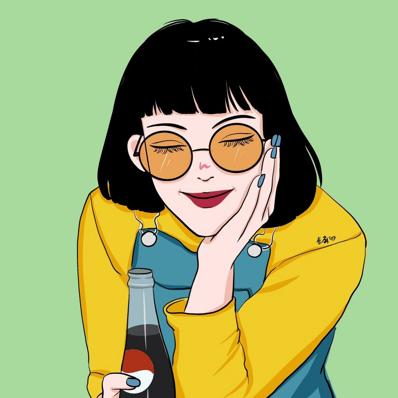 插画 | 头像 |请你喝可乐,希望你快乐 图片可做个人头像,个人壁纸