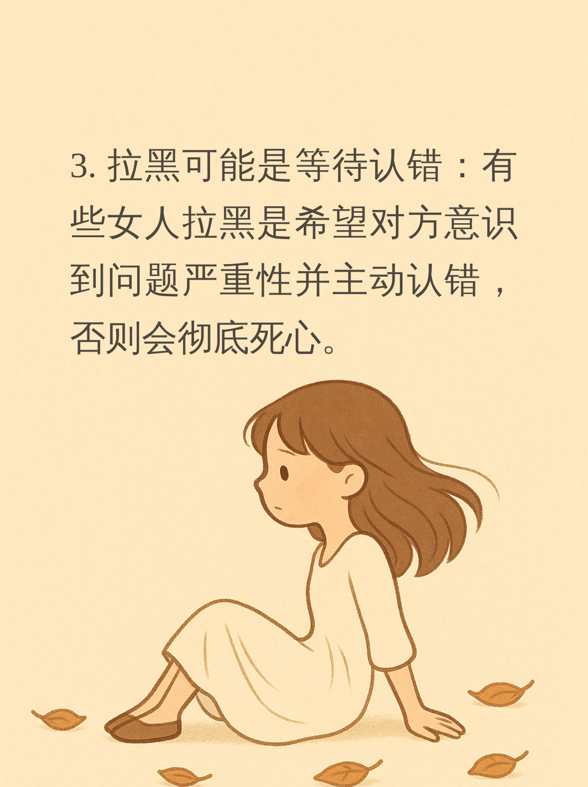 这两天刷到一个视频,讲的是女人拉黑男人背后的心理,让我感触很深