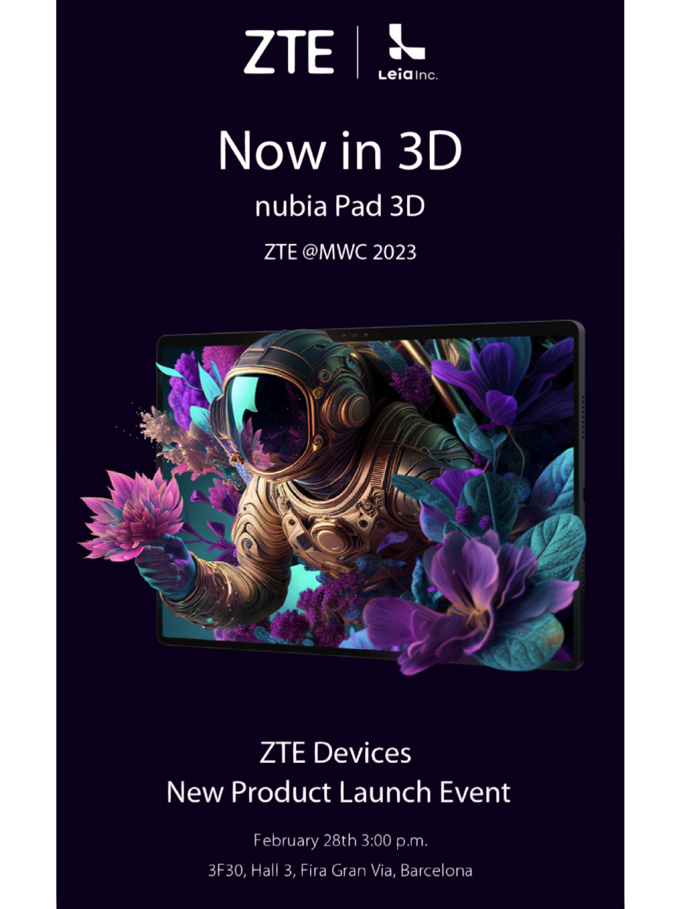 努比亚nubia pad 3d官宣:可实现裸眼3d效果 今日,努比亚手机官微宣布,