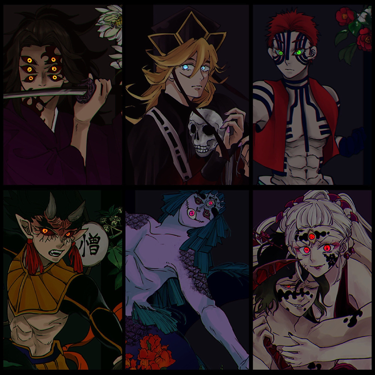 十二鬼月上弦合集,上弦一到六鬼灭之刃壁纸 十二鬼月上弦合集,上弦一