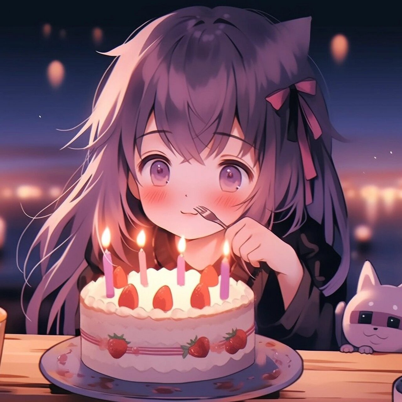 生日快乐吹蜡烛女生头像