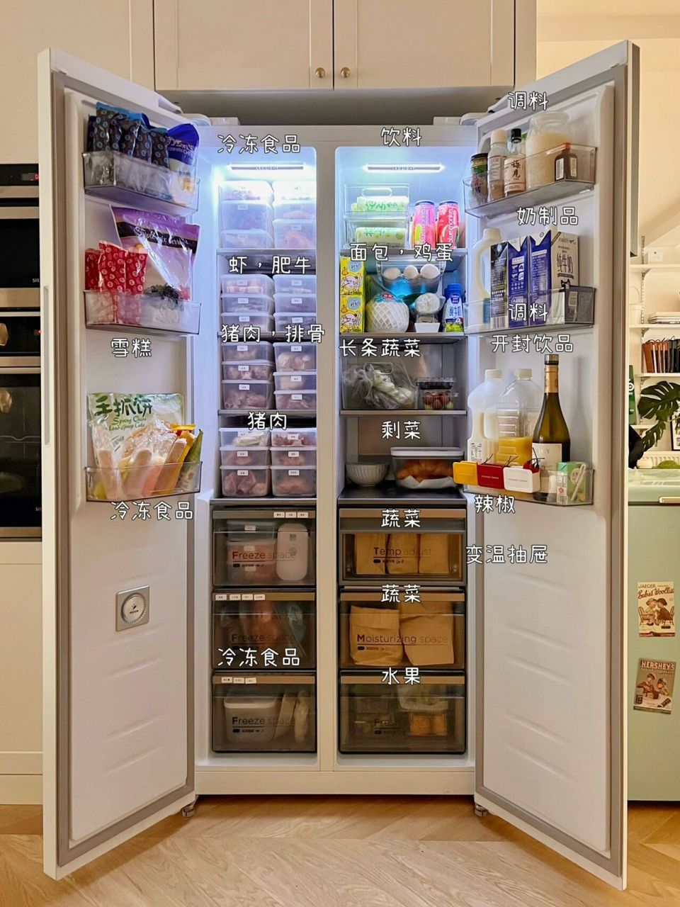 0998 我喜欢收纳整理,尤其是冰箱,每次收纳整洁真的太治愈了,满满
