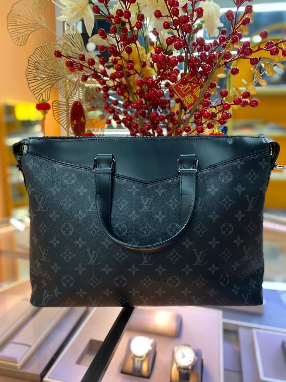 lv黑老花explorer 男士公文包987815 lv/路易威登 黑色老花拼皮