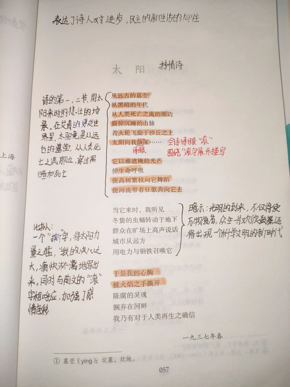 艾青诗选《太阳》 《太阳》读书批注7878