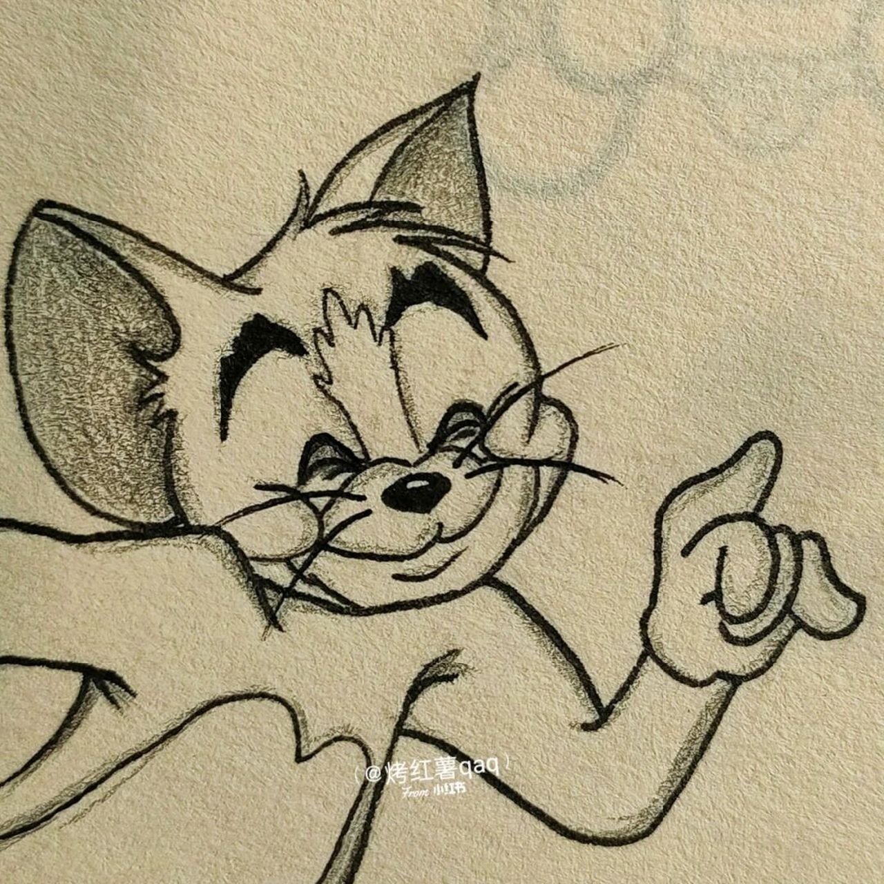 这只汤姆笑得好慈祥#简笔画教程# #猫和老鼠# #汤姆和杰瑞# #简笔画