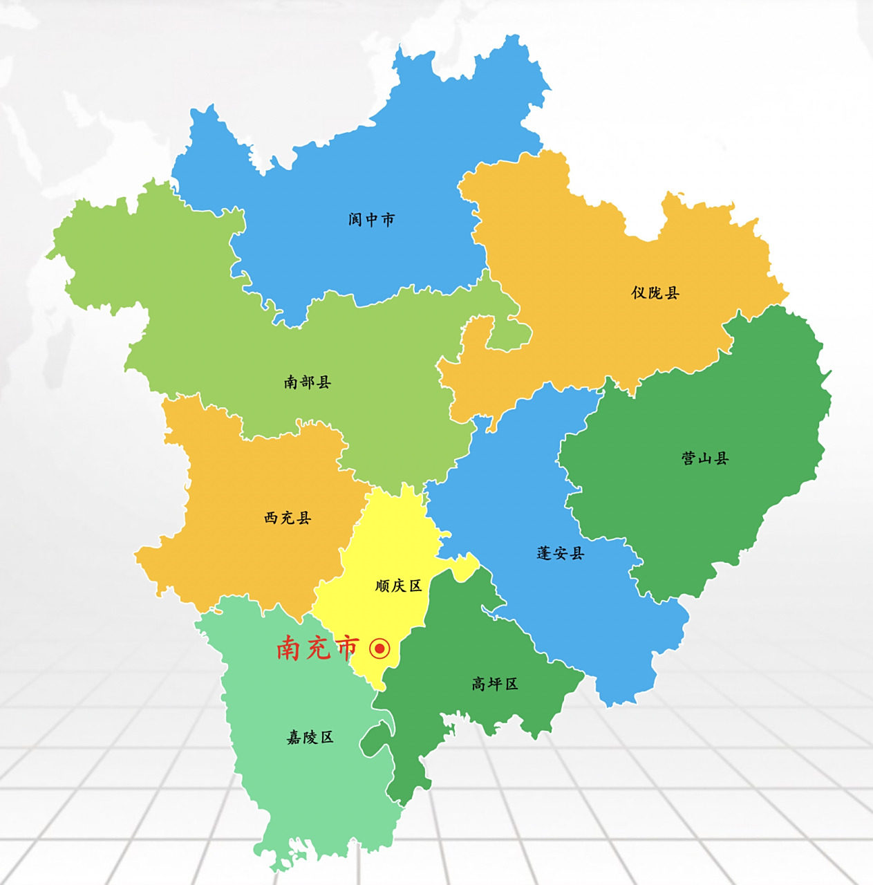 四川16/21·南充市r-更新完 下辖: 3区:顺庆区,高坪区,嘉陵区 1市