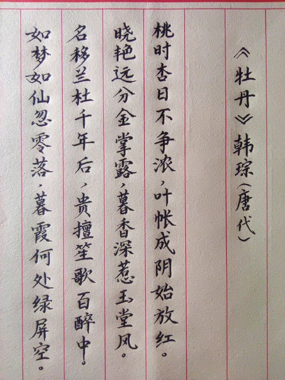 每日一首诗词|《牡丹》 第一目标1000(649)练写|练心|相信坚持的力量