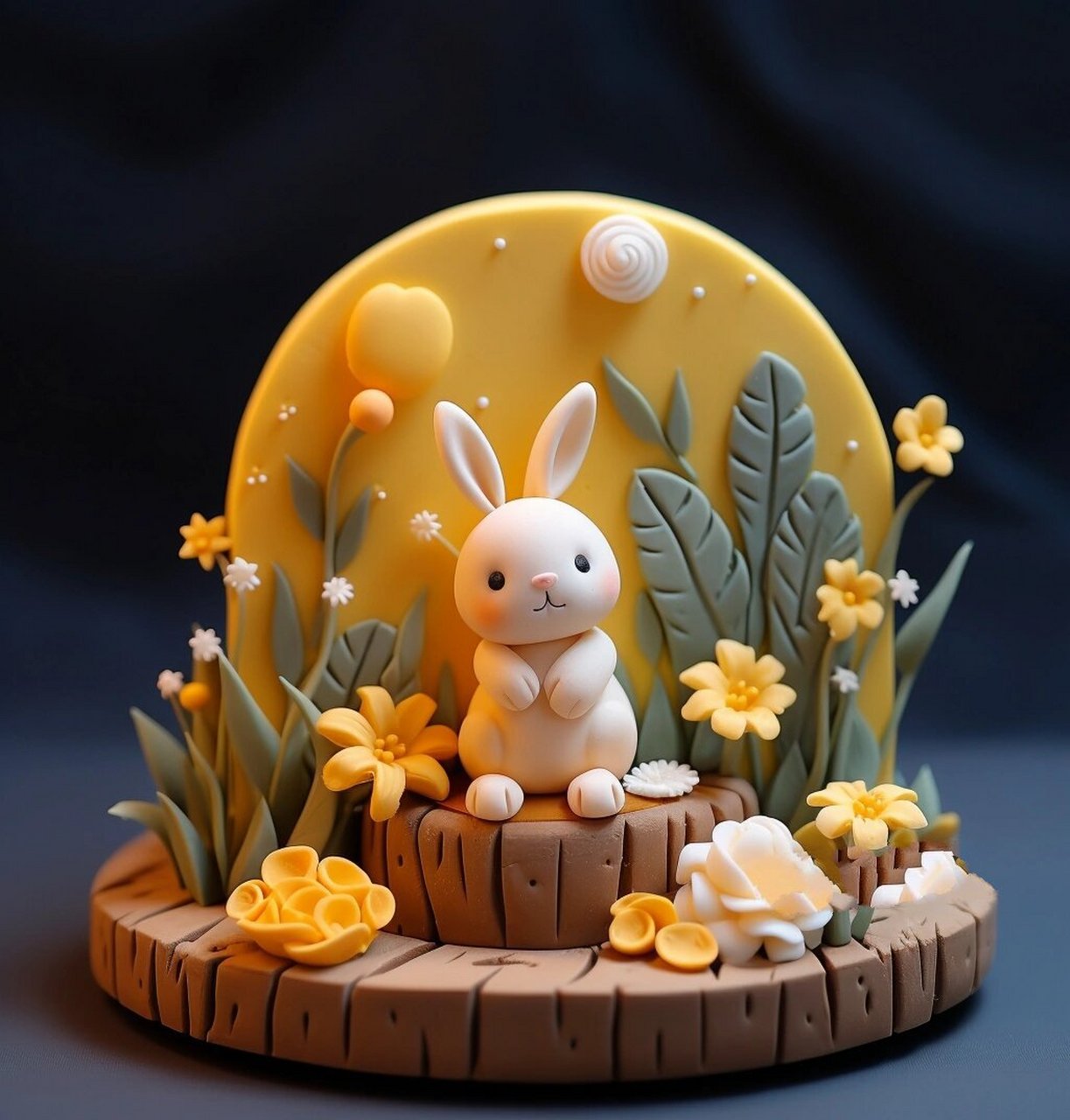 粘土~中秋小兔子可萌可爱创意手工粘土 小兔子祝大家中秋国庆节日快乐