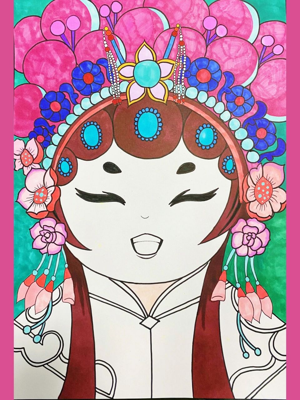 京剧人物国潮插画手绘 戏一折,水袖起落 唱悲观唱离合,无关我