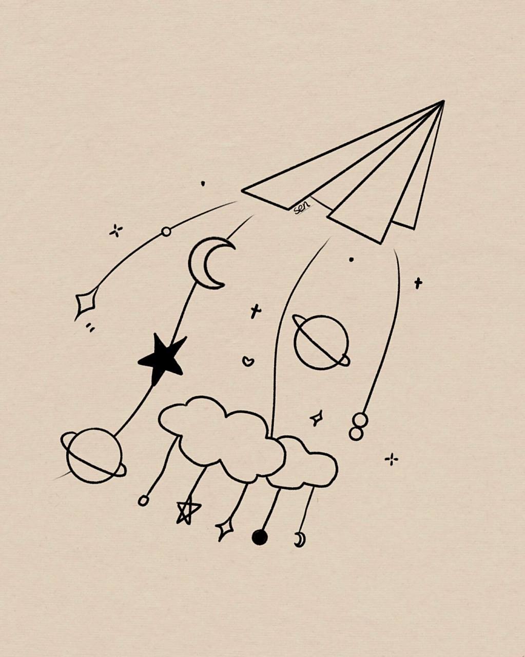 简单简笔画|纸飞机飞入到你的心底|附过程 新手易入门～ 	 临摹