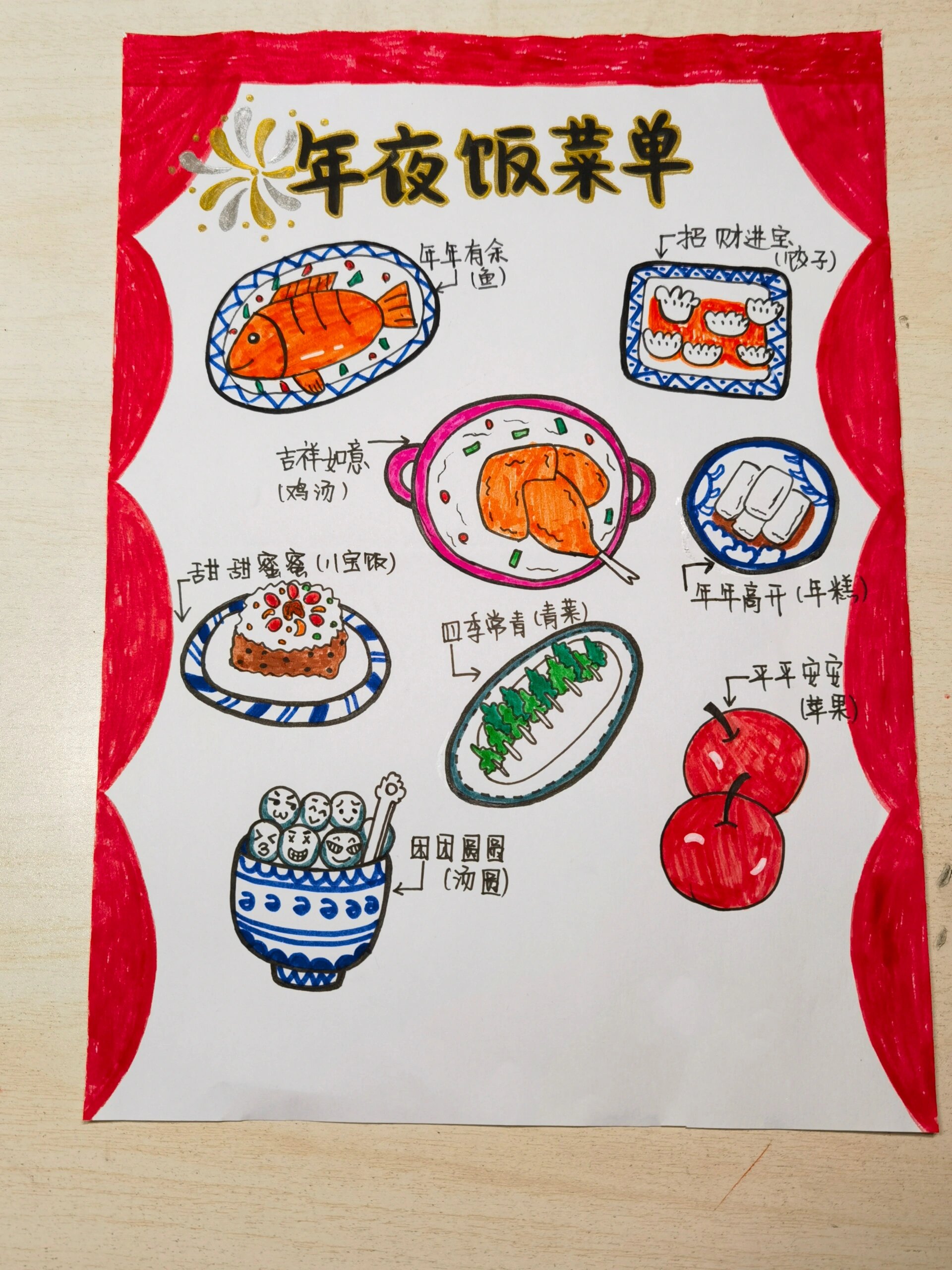 年夜饭菜单手抄报