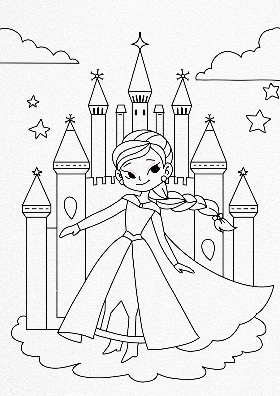 冰雪奇缘艾莎公主 最近会出一些公主系列的儿童画 喜欢的可以临摹