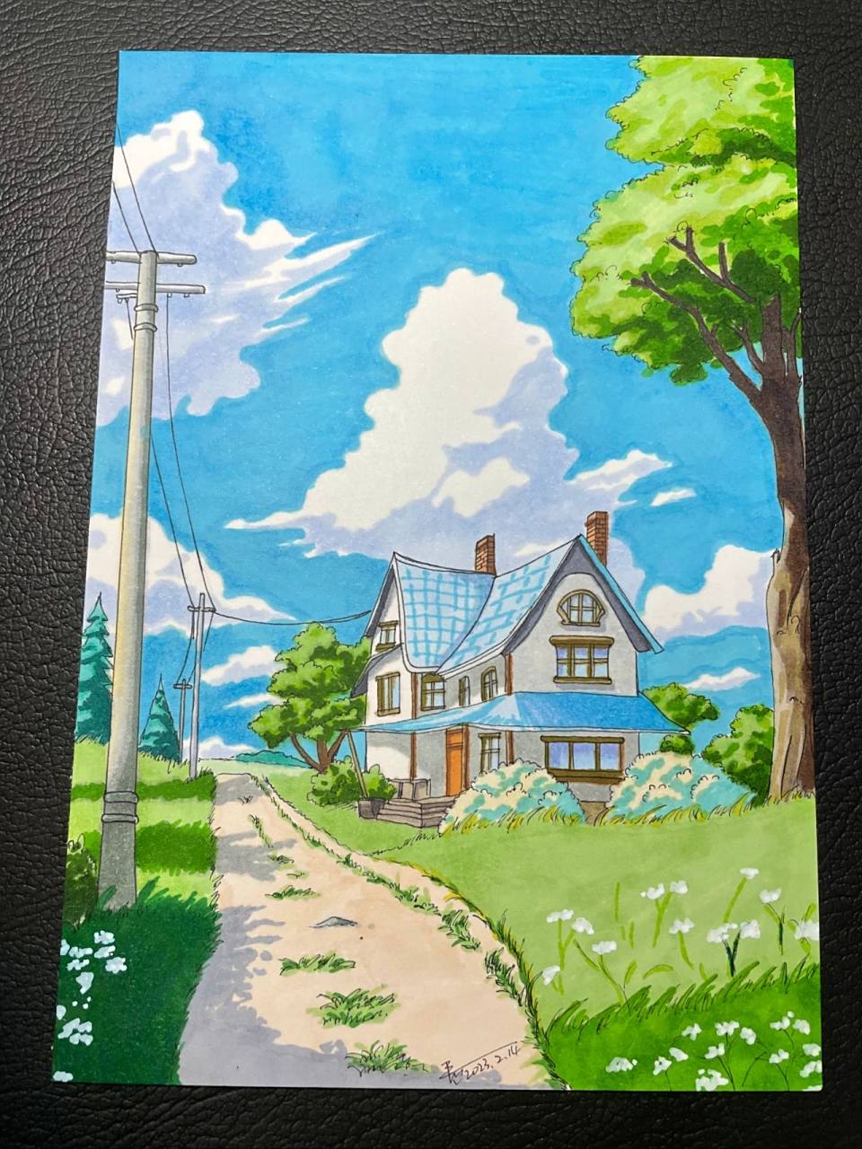 马克笔手绘,风景画 比较治愈的风景画.