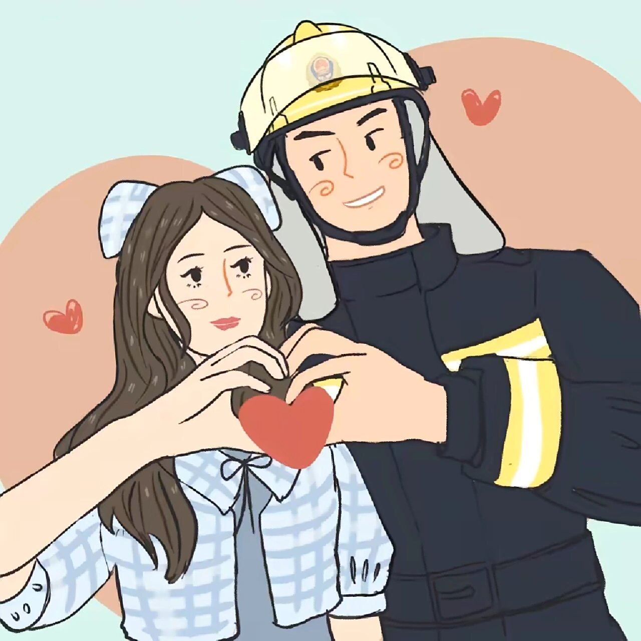 消防员情侣头像 #消防员# #护士# #蓝朋友# #消防员情侣头像