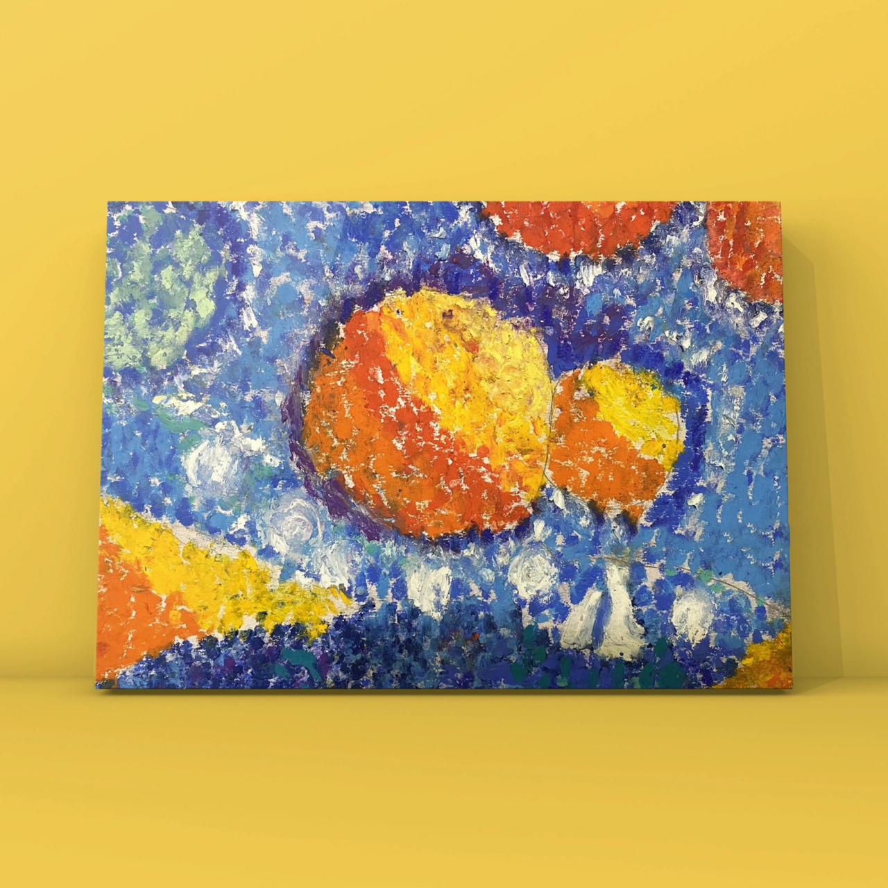 重彩棒点彩画～ 带孩子们认识修拉,学习他的点彩画方法 用重彩油画棒