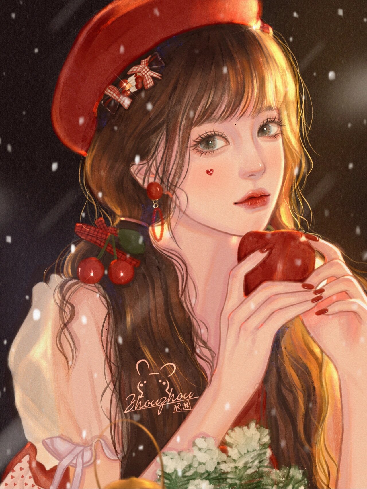 圣诞头像/水彩头像/手绘头像/附线稿