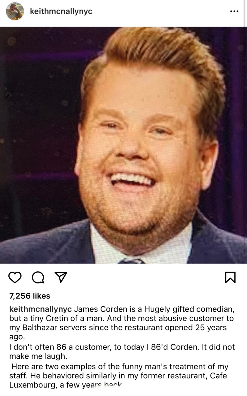 "james corden is a hugely gifted comedian, but a tiny cretin of