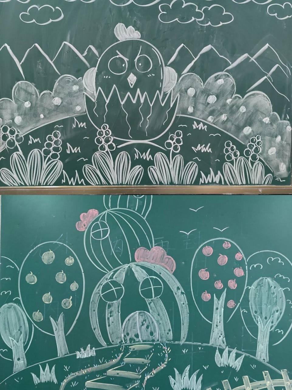 儿童简笔画|小学美术|粉笔画 #小学美术# #黑板画# #粉笔画# #儿童简