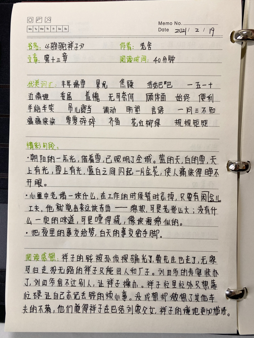 《骆驼祥子》读书笔记第十三章 "这些年我一直提醒自己一件事情,千万