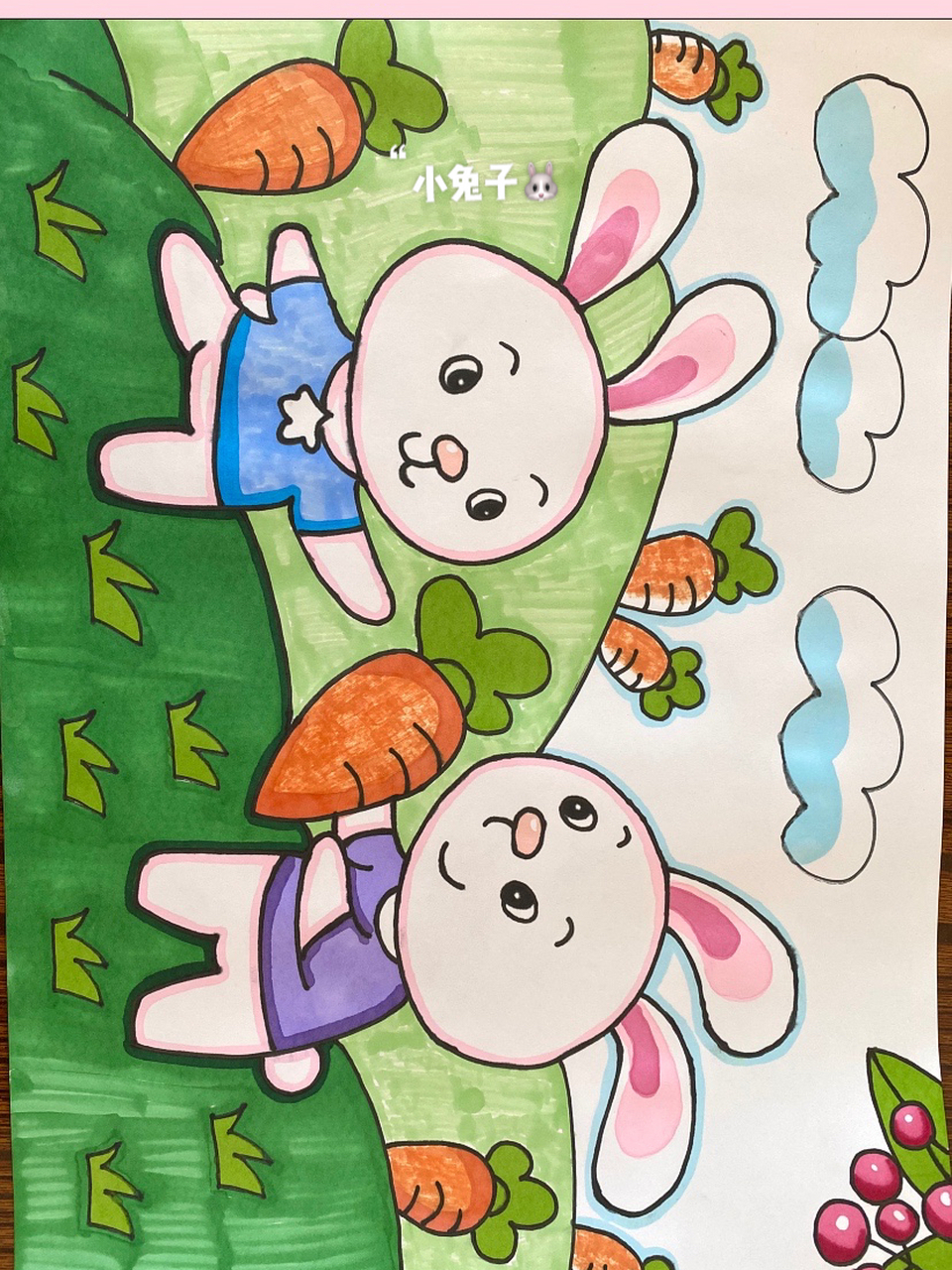 幼儿园主题画:可爱的小兔子 幼儿园的主题画:小兔子92,有很多,由于