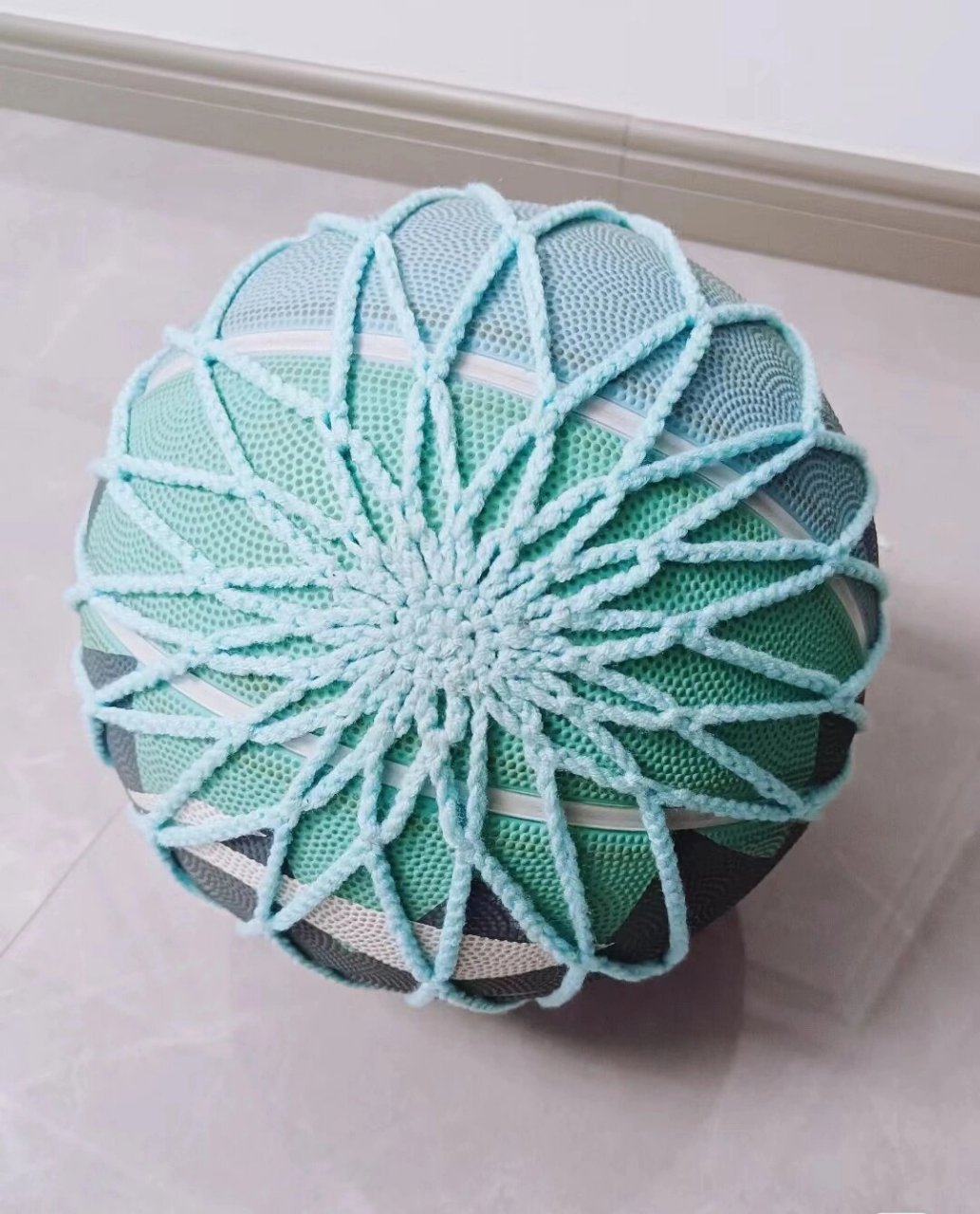 钩针篮球90网兜(原创) 附图解 没有想到有那么多朋友喜欢这个篮球