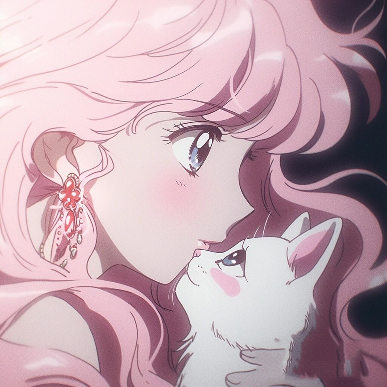 少女和猫|复古旧漫女生头像