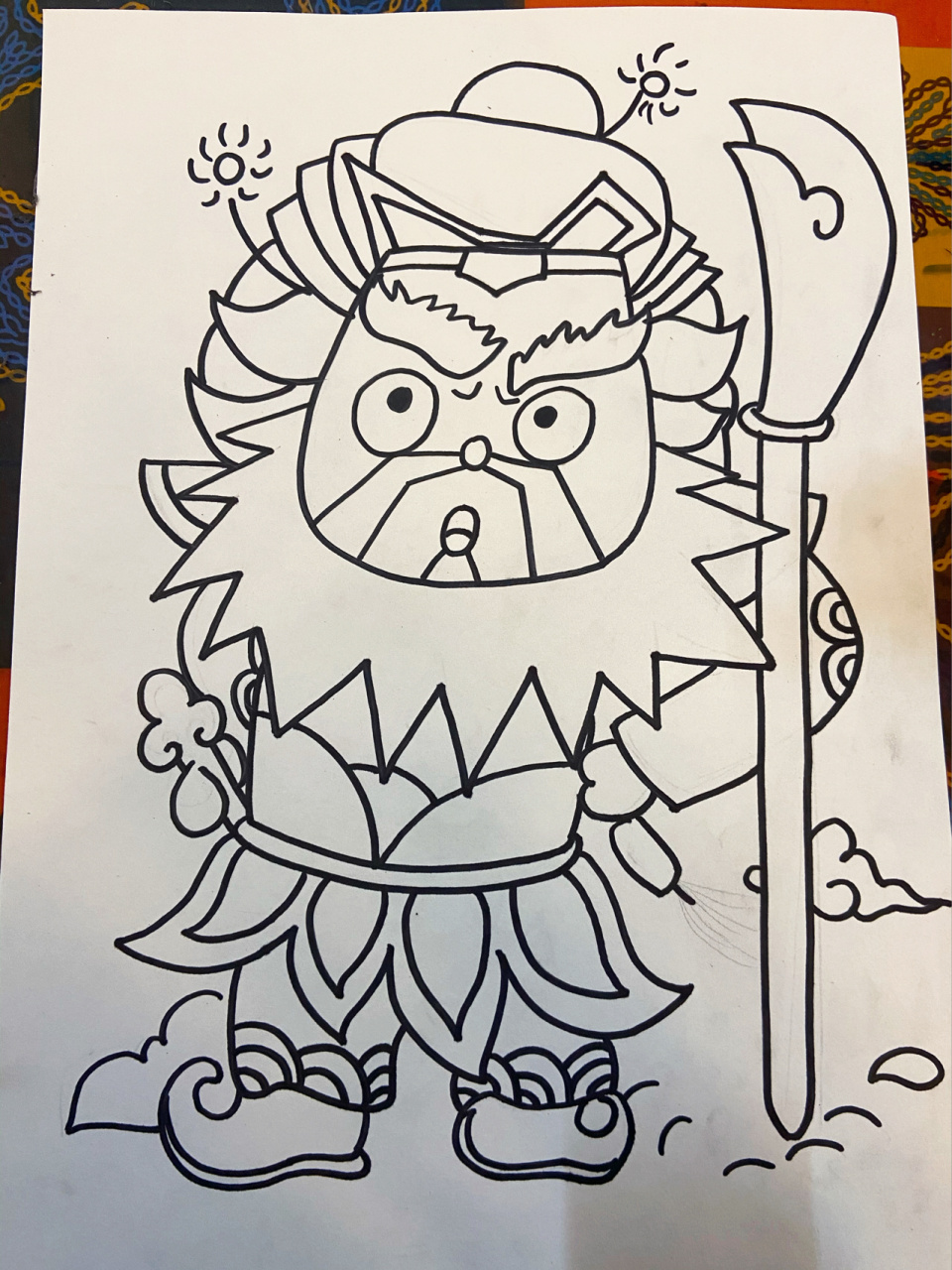 儿童画/门神/过年系列二/内附线稿 4k素描纸77红色卡纸77黑色卡纸