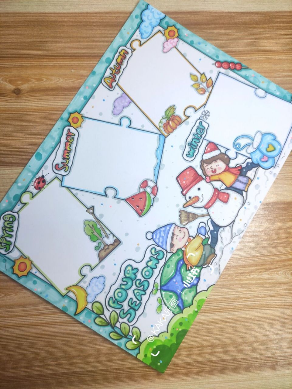 【春夏秋冬英文版】四季英语小报395模板 春夏秋冬/四季英语版/小报模