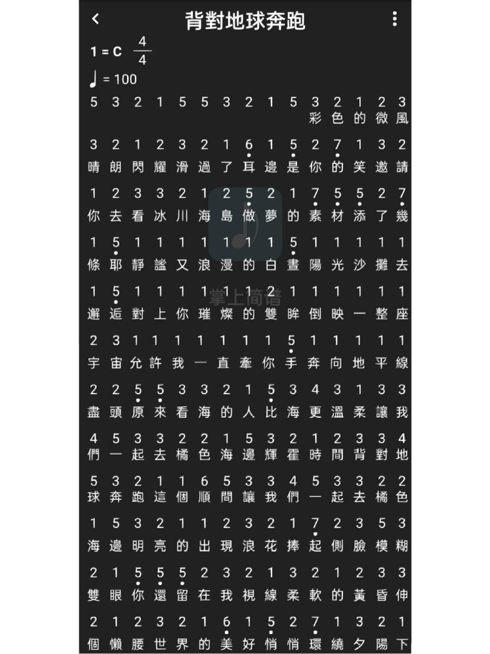 時代少年團 背對地球奔跑(譜)(自寫)