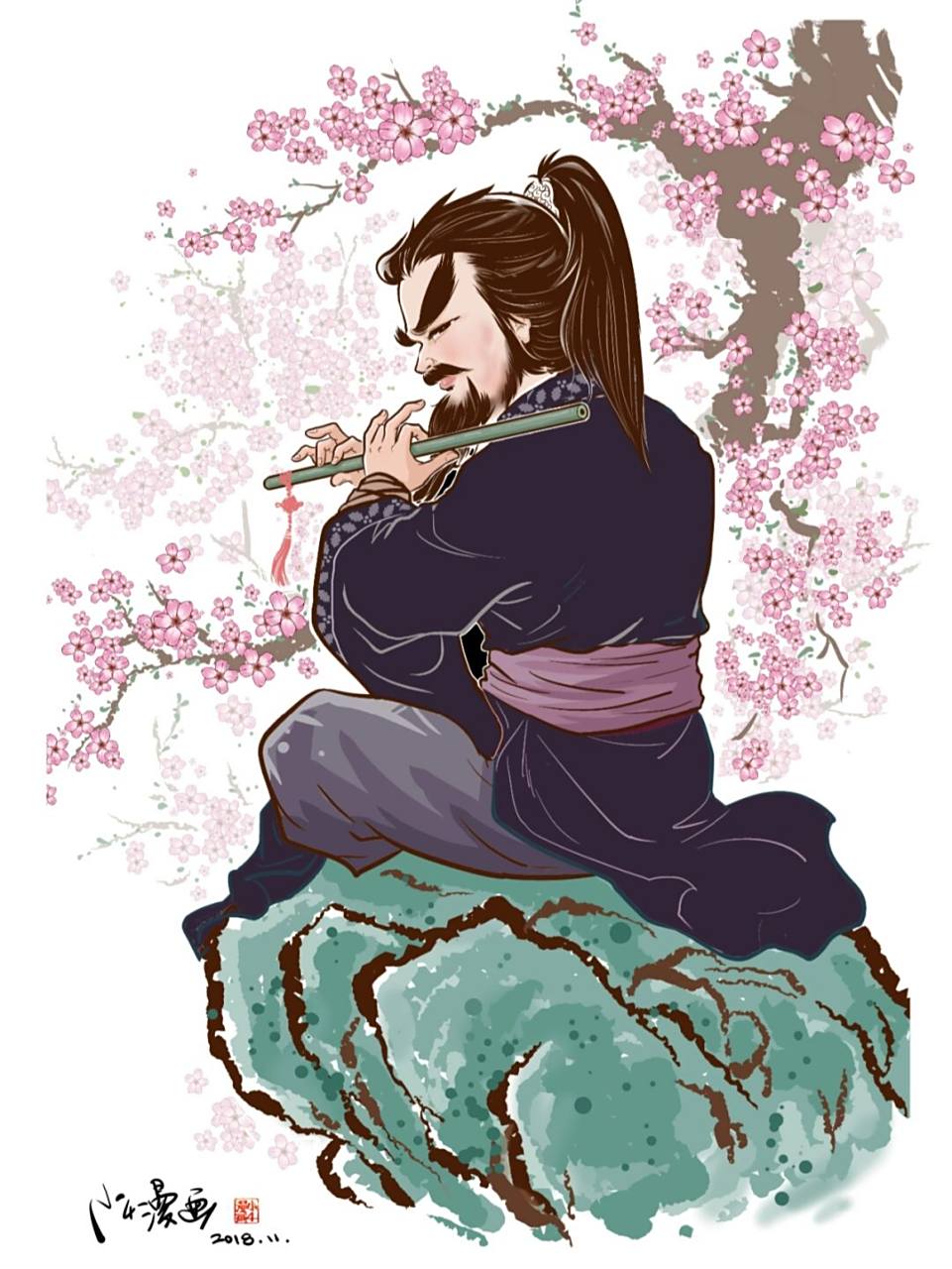 画个黄药师 桃花影落飞神剑,碧海潮生按玉箫.